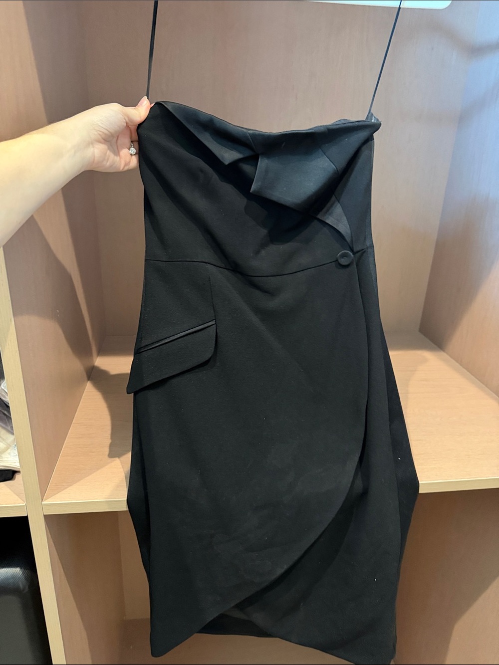 Haute Hippie Black Asymmetrical Strapless Wrap Skirt
